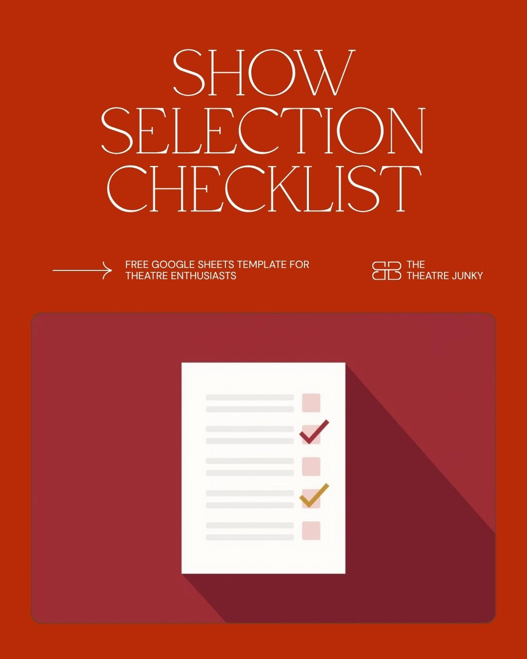 Show Selection Checklist -- free Google Sheets template for high school theatre directors