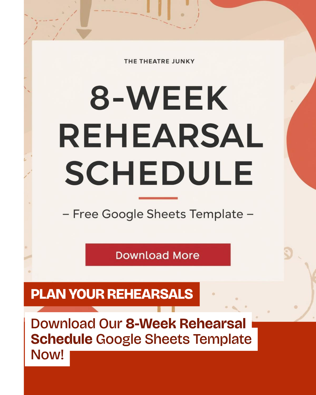 8-Week Rehearsal Schedule Template -- free Google Sheets template for high school theatre directors